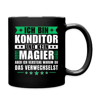 Ich bin Konditor und kein Magier - Tasse einfarbig - Schwarz - Rechts