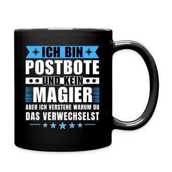 Ich bin Postbote und kein Magier - Tasse einfarbig - Schwarz - Rechts