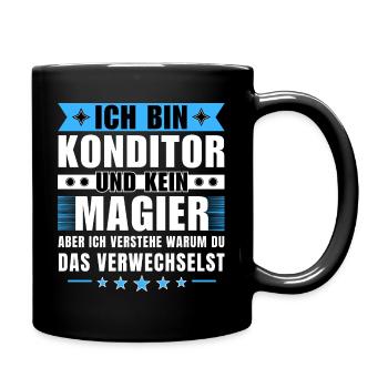 Ich bin Konditor und kein Magier - Tasse einfarbig - Schwarz - Rechts