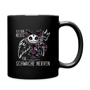 Grinsekatze. ich bin nichts für schwache Nerven - Tasse einfarbig - Schwarz - Rechts