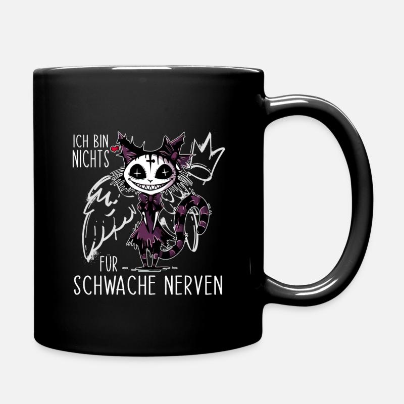 Grinsekatze. ich bin nichts für schwache Nerven - Tasse einfarbig - Schwarz