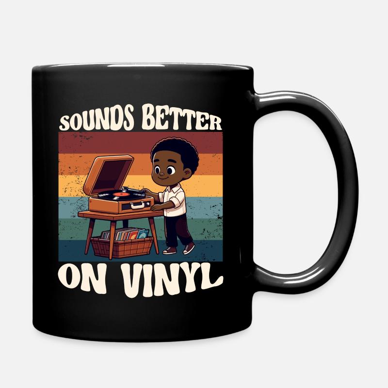sounds better on vinyl - retro comic musik music - Tasse einfarbig - Schwarz