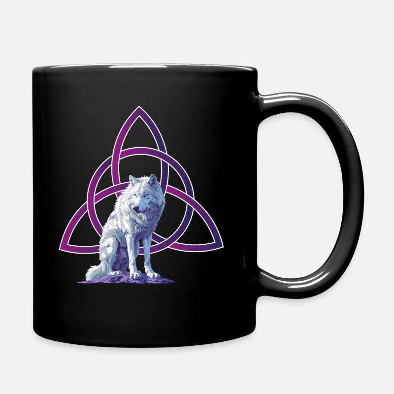 Keltisches Triquette Weißer Wolf - Tasse einfarbig - Schwarz