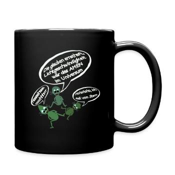 Lachende Aliens - Tasse einfarbig - Schwarz - Rechts