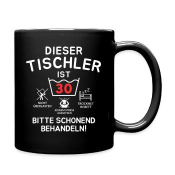 This carpenter is 30 years old. - Full Colour Mug - black - Right