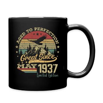 87 years old Aged to Perfection born in May 1937 - Full Colour Mug - black - Right