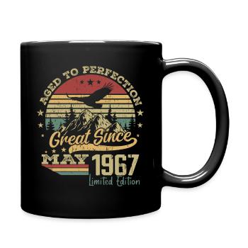 57 years old Aged to Perfection born in May 1967 - Full Colour Mug - black - Right