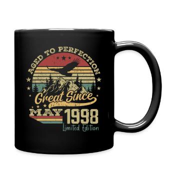 26 years old Aged to Perfection born in May 1998 - Full Colour Mug - black - Right