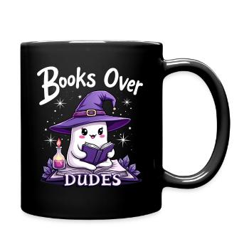Ghost Woman Loves Reading Halloween - Full Colour Mug - black - Right