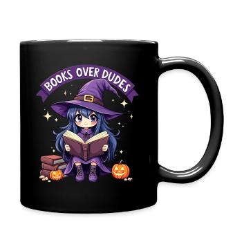 Humor Girl Loves to Read Halloween Woman - Full Colour Mug - black - Right