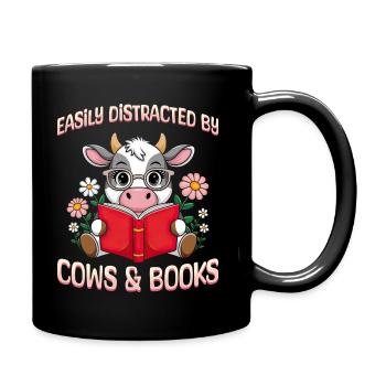 Loves Cows and Books Loves Animals - Full Colour Mug - black - Right