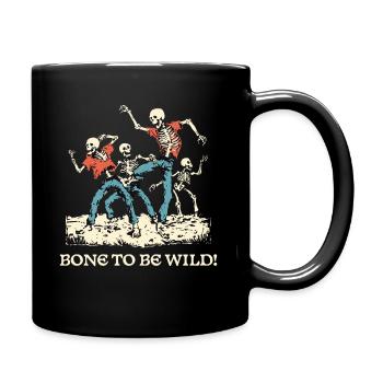 Halloween Skelett T-Shirt, humorvolles Grafik T-Shirt - Tasse einfarbig - Schwarz - Rechts