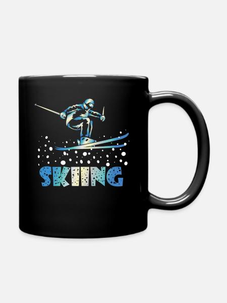 Motif Ski Skiing Winter Sports - Full Colour Mug - black
