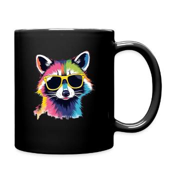 Œuvre d’art du raton laveur Pop Art Ratons laveurs - Mug uni - noir - Droite