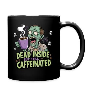 Lustiges Design mit kaffeesüchtigen Zombie - Tasse einfarbig - Schwarz - Rechts