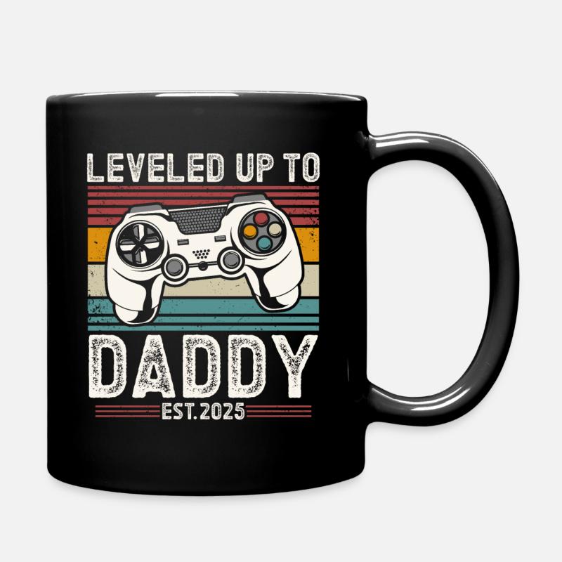 Zum Papa aufgestiegen 2025 - Tasse einfarbig - Schwarz