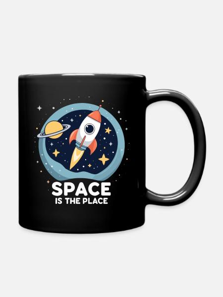 Design spatial - Fusée et planètes - Mug uni - noir