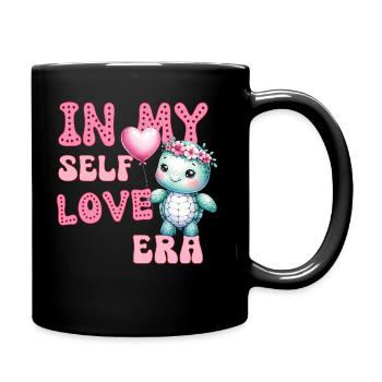 Cute Valentine's day Turtle - In my self love - Full Colour Mug - black - Right