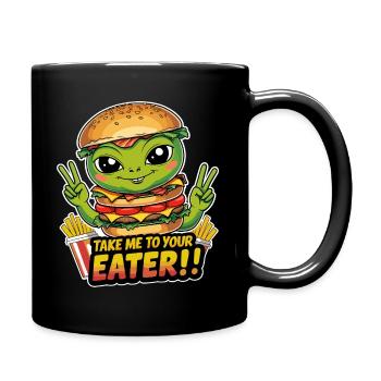 Alien-Burger: Take Me to Your Eater - Tasse einfarbig - Schwarz - Rechts