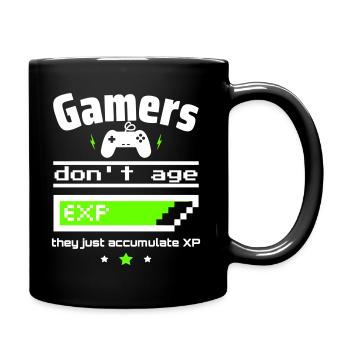 Gamer altern nicht ,Perfektes Geek-Geschenk - Tasse einfarbig - Schwarz - Rechts