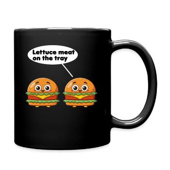 Salatfleisch auf dem Tablett lustiges Burger-Wortspiel - Tasse einfarbig - Schwarz - Rechts
