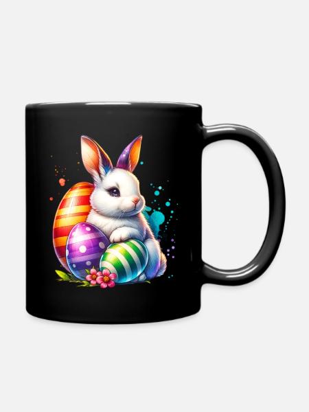 Hase Eier Ostern - Tasse einfarbig - Schwarz