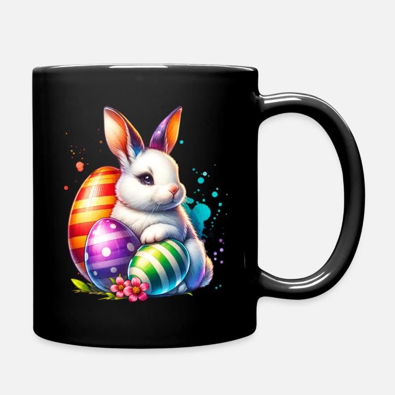 Hase Eier Ostern - Tasse einfarbig - Schwarz