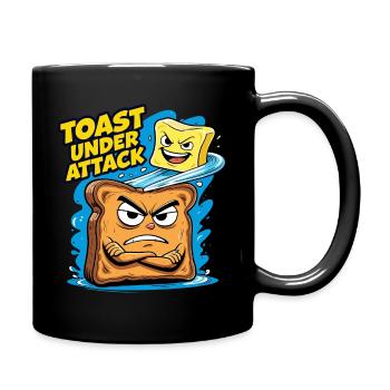 Toast Under Attack - Conception de dessin animé amusant - Mug uni - noir - Droite