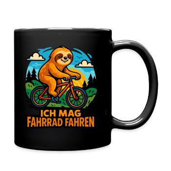 Radelndes Faultier bei Sonnenuntergang - Tasse einfarbig - Schwarz - Rechts