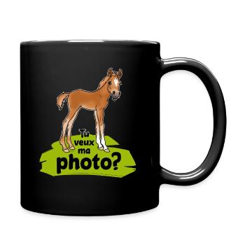 Poulain TU veux ma photo (textiles foncés) - Mug uni - noir - Droite