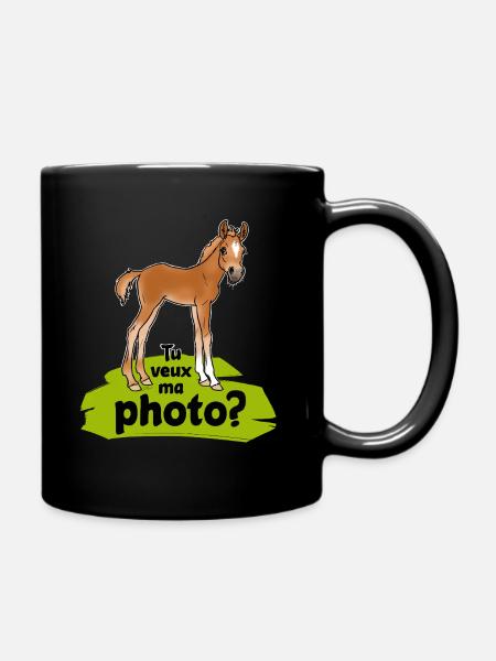 Poulain TU veux ma photo (textiles foncés) - Mug uni - noir