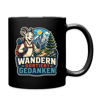 Wandern sortiert Gedanken - Tasse einfarbig - Schwarz - Rechts