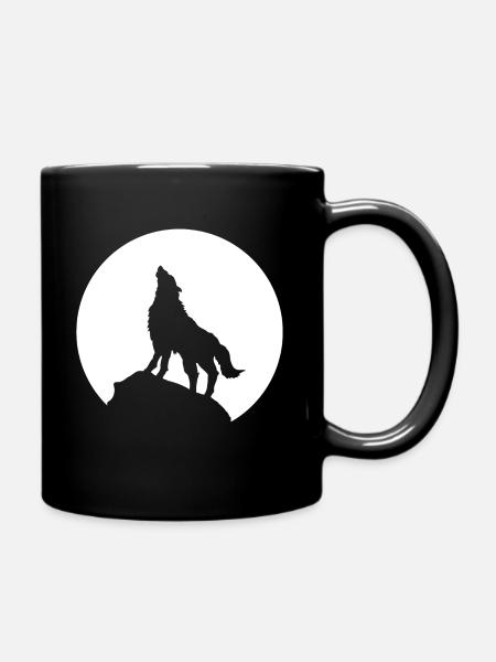 Wolf - Tasse einfarbig - Schwarz