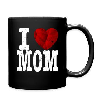 I love Mom T Shirt Geschenk Rubin Herz mama - Tasse einfarbig - Schwarz - Rechts