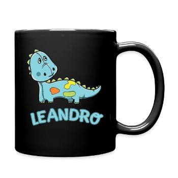 Dinosaurier lustig Kind Leandro Geschenk Geburtsta - Tasse einfarbig - Schwarz - Rechts