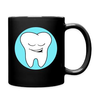 Zahnarztpraxis Logo Zahn - Tasse einfarbig - Schwarz - Rechts
