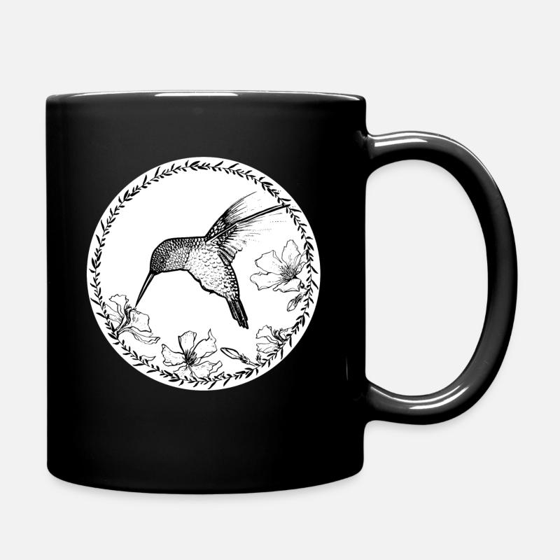 cercle de fleurs colibri - Mug uni - noir