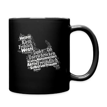 West Highland Terrier Wordcloud - Tasse einfarbig - Schwarz - Rechts
