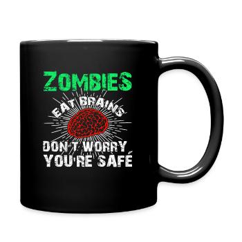 Funny Sarcastic Zombies Eat Brains Gift - Full Colour Mug - black - Right