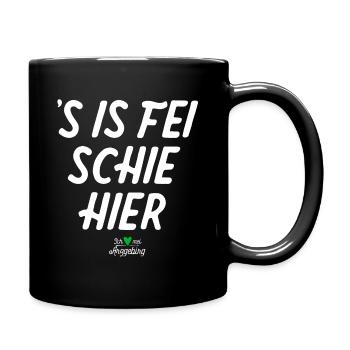 ´s is fei schie im Arzgebirg - Erzgebirge Spruch - Tasse einfarbig - Schwarz - Rechts