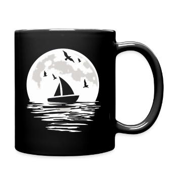 Segelschiff Segeln Segelboot Segel Mond Geschenk - Tasse einfarbig - Schwarz - Rechts