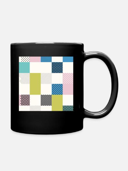 Abstract art squares - Full Colour Mug - black