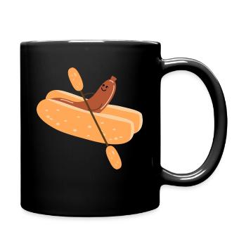 Bockwurst im Paddelboot - Tasse einfarbig - Schwarz - Rechts