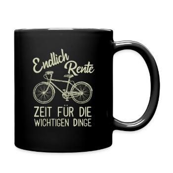Oma Opa Rente Fahrrad Geschenk - Tasse einfarbig - Schwarz - Rechts