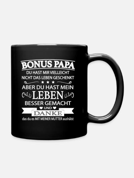 Bonus Papa Stiefvater Patchwork Patchworkfamilie - Tasse einfarbig - Schwarz