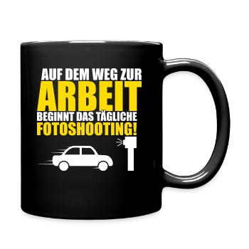 Lustiger Blitzer Spruch - Tasse einfarbig - Schwarz - Rechts