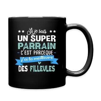 Parrain Filleul Cadeau Baptême Fille Famille - Mug uni - noir - Droite