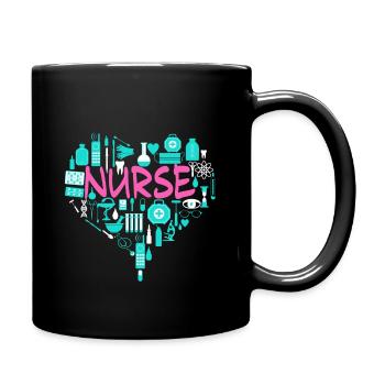 Nurse Love Nursing Student RN Life Thank You - Full Colour Mug - black - Right