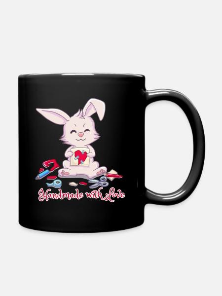 Fait à la main avec Love lapin mignon - cadeau parfait - Mug uni - noir