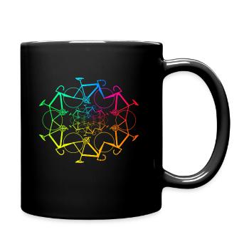 Rennrad Fahrrad in bunten Farben - Tasse einfarbig - Schwarz - Rechts